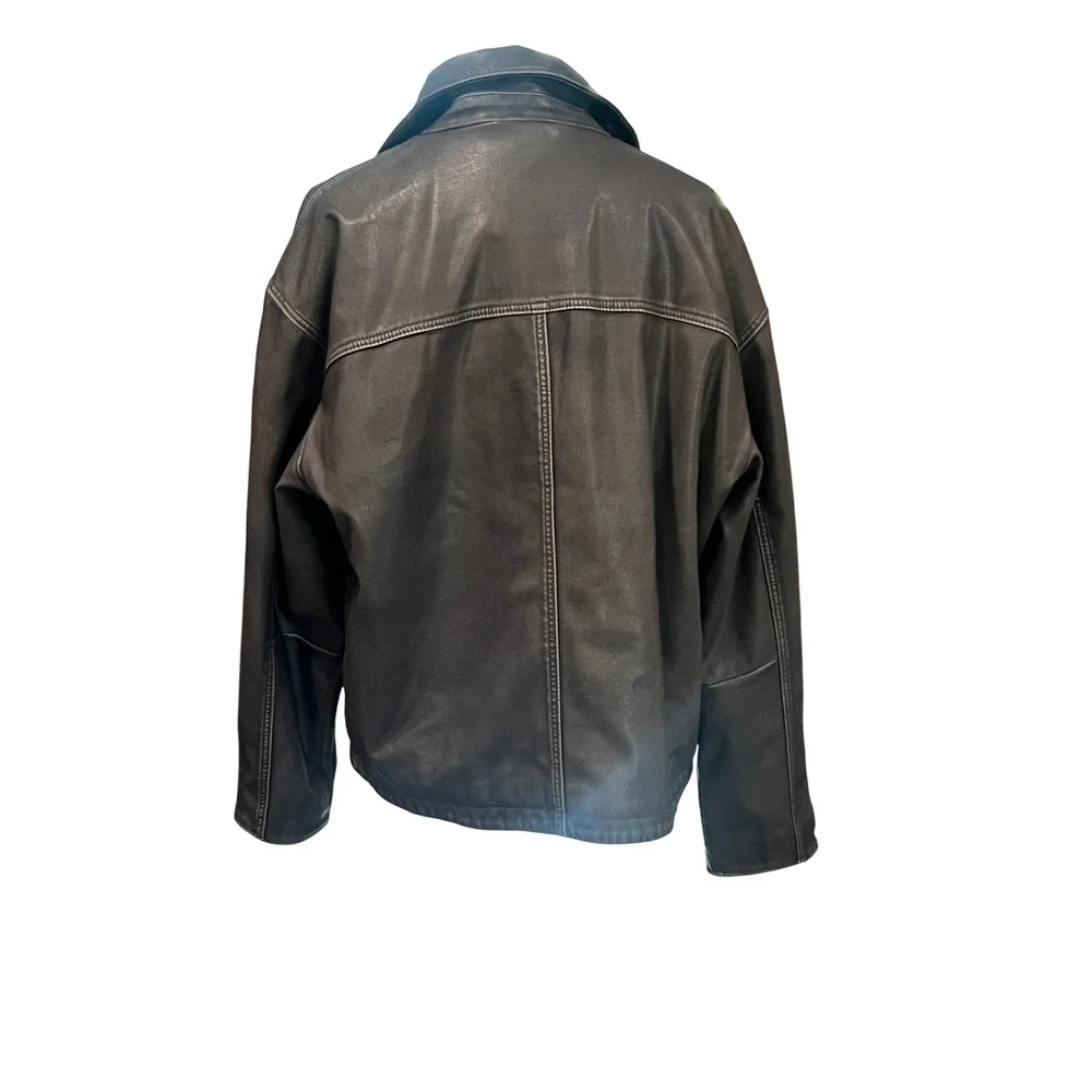 Abercrombie Fitch Black Vegan Leather Cropped Biker Moto Jacket Edgy Y2K XL
